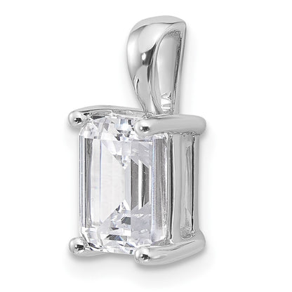 14k White Gold 2 Ct. Lab Grown Diamond VS/SI+ G+ Emerald Four Prong Pendant