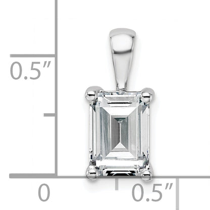 14K White Gold 2 Carat Certified Lab Grown Diamond Vs+ F+ Emerald Complete Four Prong Pendant