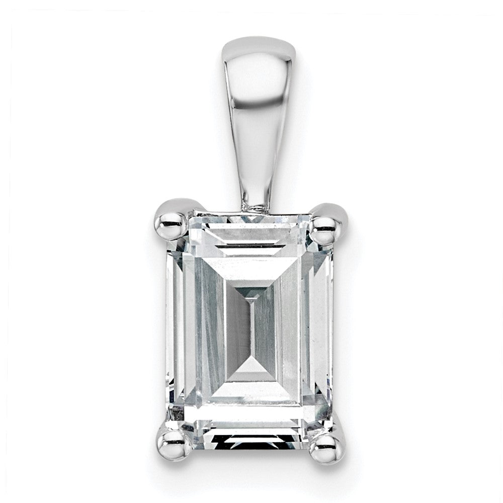 14k White Gold 2 Ct. Lab Grown Diamond VS/SI+ G+ Emerald Four Prong Pendant