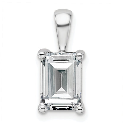 14K White Gold 2 Carat Lab Grown Diamond Vs+ F+ Emerald Complete Four Prong Pendant