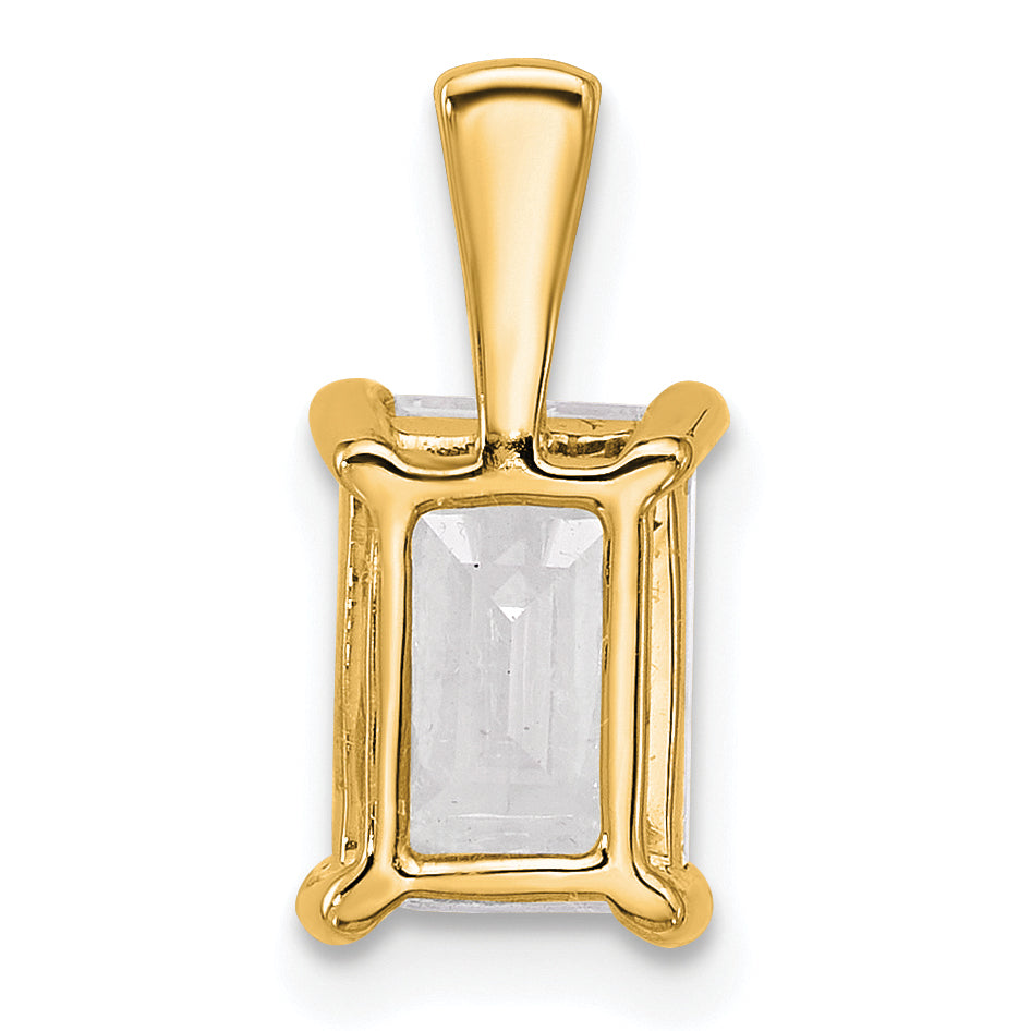 14K Yellow Gold 2 Carat Lab Grown Diamond Vs+ F+ Emerald Complete Four Prong Pendant