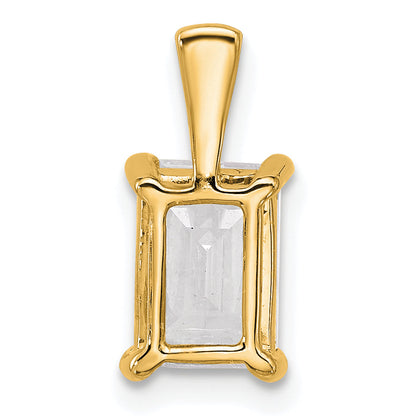 14K Yellow Gold 2 Carat Lab Grown Diamond Vs+ F+ Emerald Complete Four Prong Pendant