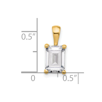14k Yellow Gold 2 Ct. Lab Grown Diamond VS/SI+ G+ Emerald Four Prong Pendant