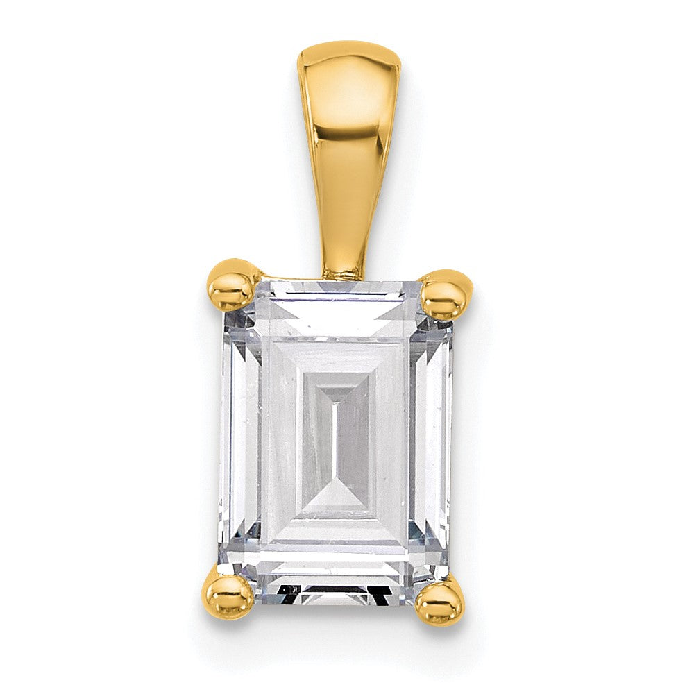 14k Yellow Gold 2 Ct. Lab Grown Diamond VS/SI+ G+ Emerald Four Prong Pendant