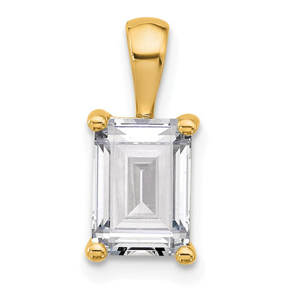 14k Yellow Gold 2 Ct. Lab Grown Diamond VS/SI+ G+ Emerald Four Prong Pendant