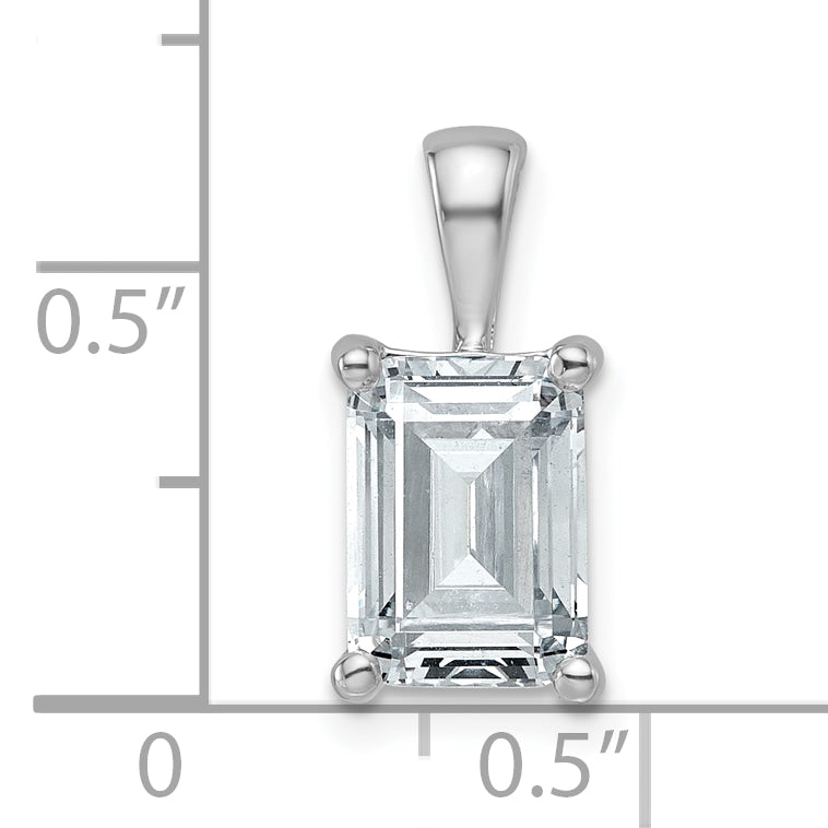 14K White Gold 2 1/2 Carat Lab Grown Diamond Vs+ F+ Emerald Complete Four Prong Pendant