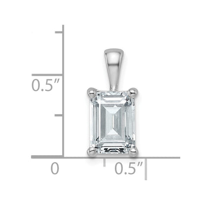 14k White Gold 2 1/2 Ct. Lab Grown Diamond VS/SI+ G+ Emerald Four Prong Pendant