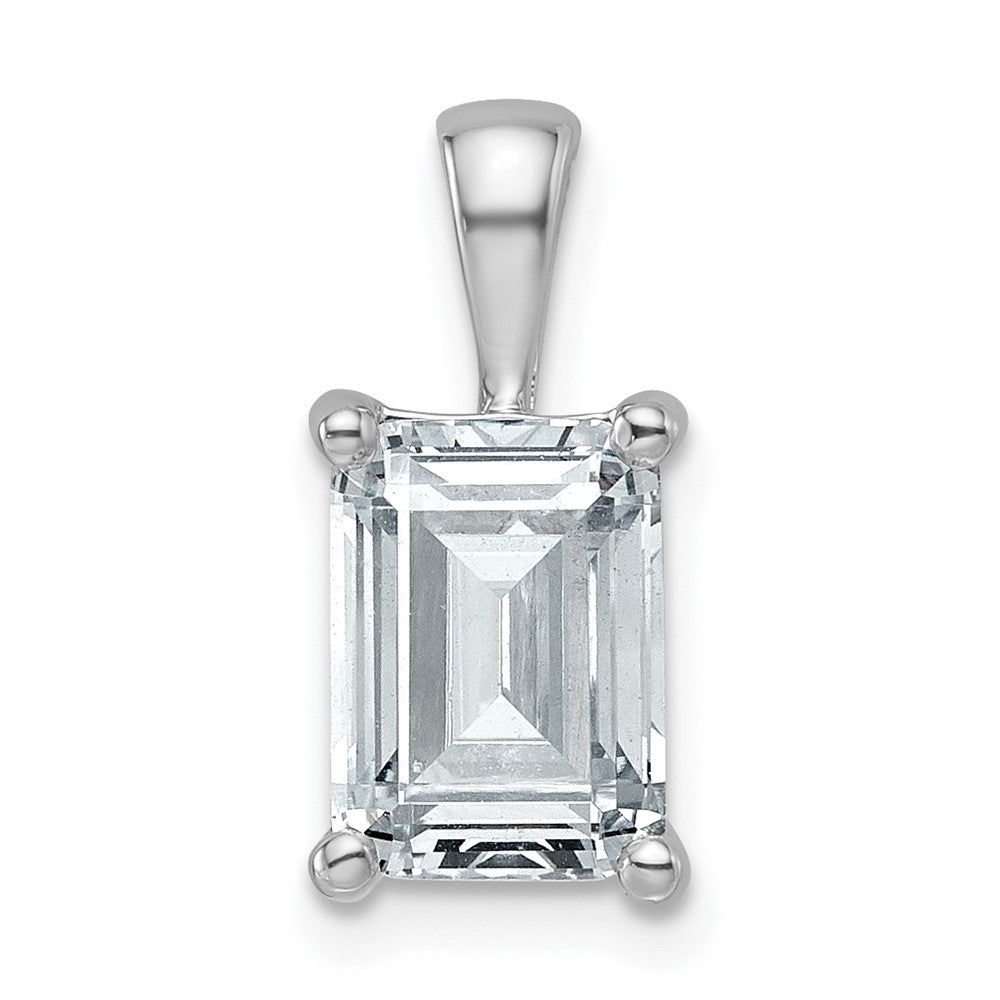 14k White Gold 2 1/2 Ct. Lab Grown Diamond VS/SI+ G+ Emerald Four Prong Pendant