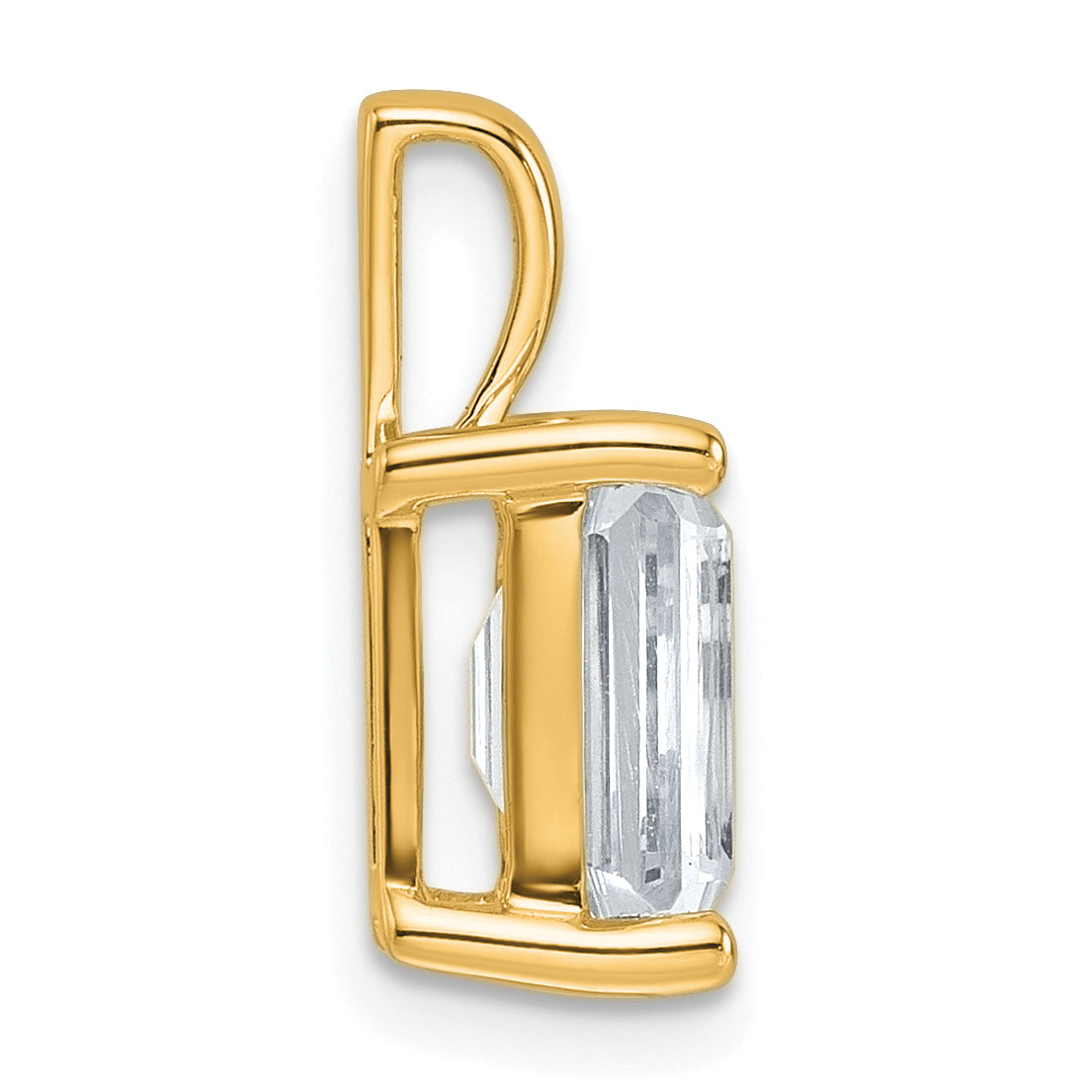 14K Yellow Gold 2 1/2 Carat Lab Grown Diamond Vs+ F+ Emerald Complete Four Prong Pendant