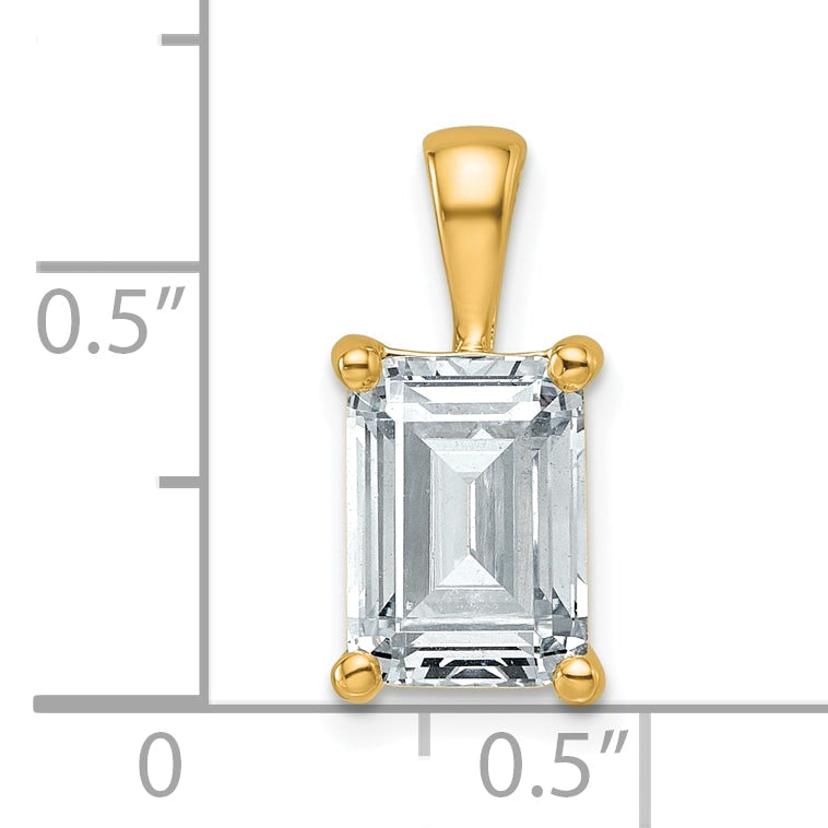 14K Yellow Gold 2 1/2 Carat Lab Grown Diamond Vs+ F+ Emerald Complete Four Prong Pendant