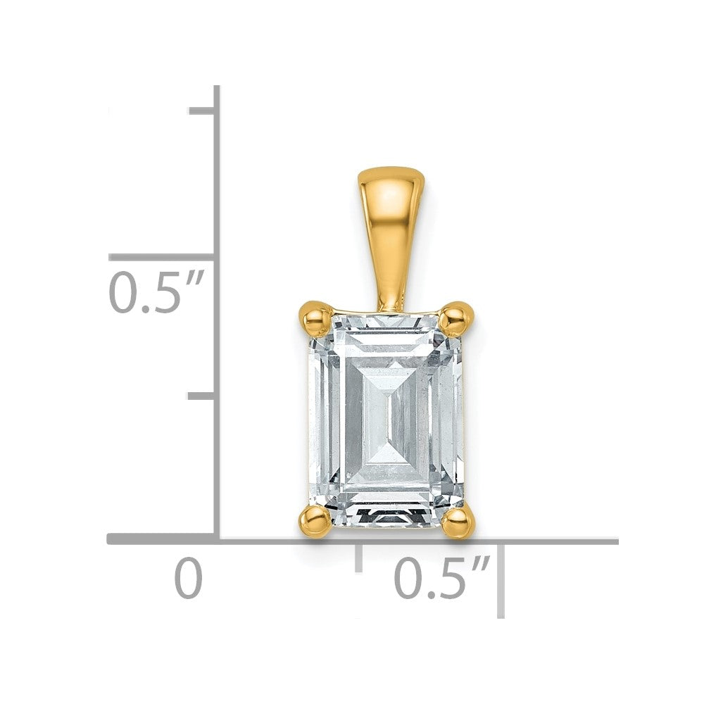 14K Yellow Gold 2 1/2 Carat Certified Lab Grown Diamond Vs+ F+ Emerald Complete Four Prong Pendant