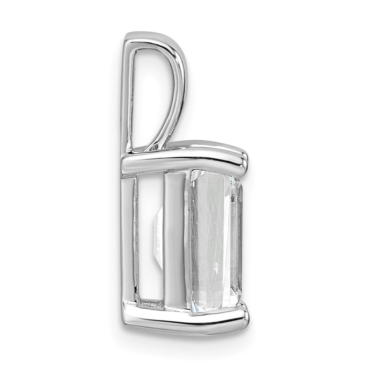 14K White Gold 3 Carat Lab Grown Diamond Vs+ F+ Emerald Complete Four Prong Pendant