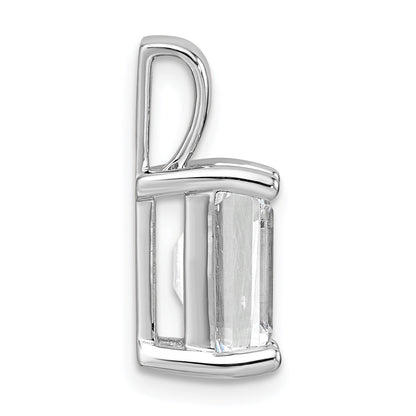 14K White Gold 3 Carat Lab Grown Diamond Vs+ F+ Emerald Complete Four Prong Pendant