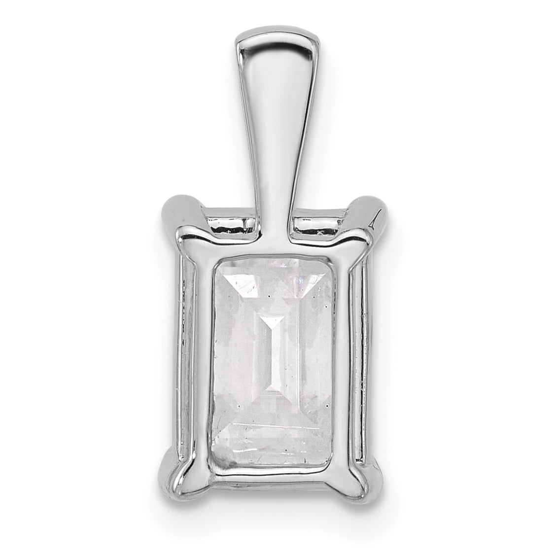 14K White Gold 3 Carat Lab Grown Diamond Vs+ F+ Emerald Complete Four Prong Pendant