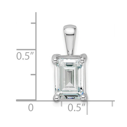 14k White Gold 3 Ct. Lab Grown Diamond VS/SI+ G+ Emerald Four Prong Pendant