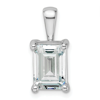 14K White Gold 3 Carat Lab Grown Diamond Vs+ F+ Emerald Complete Four Prong Pendant