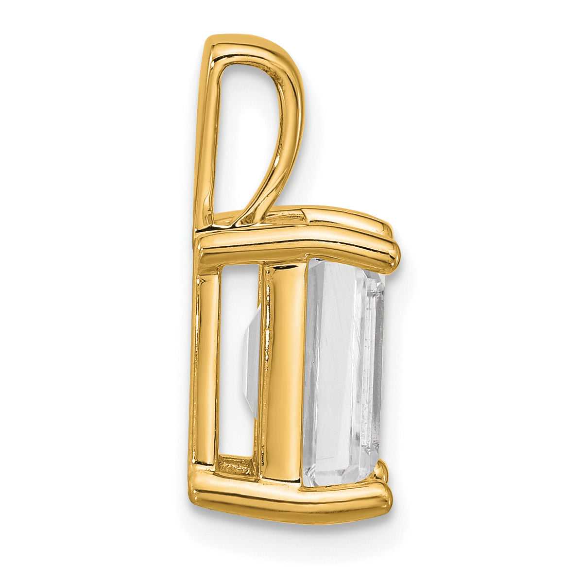 14K Yellow Gold 3 Carat Lab Grown Diamond Vs+ F+ Emerald Complete Four Prong Pendant