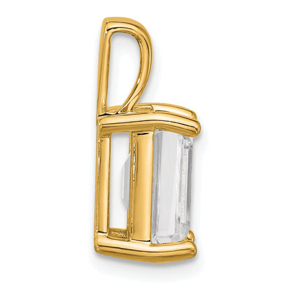 14K Yellow Gold 3 Carat Lab Grown Diamond Vs+ F+ Emerald Complete Four Prong Pendant