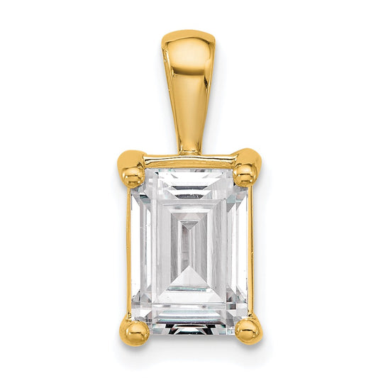 14k Yellow Gold 3 Ct. Certified Lab Grown Diamond VS/SI+ G+ Emerald Four Prong Pendant