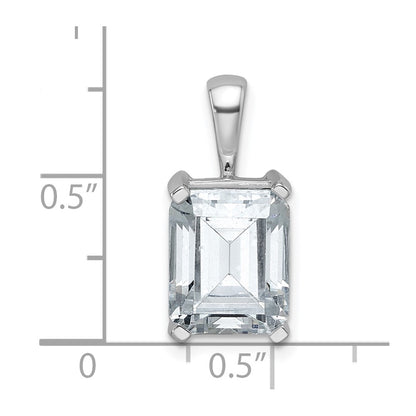 14k White Gold 4 Ct. Lab Grown Diamond VS/SI+ G+ Emerald Four Prong Pendant