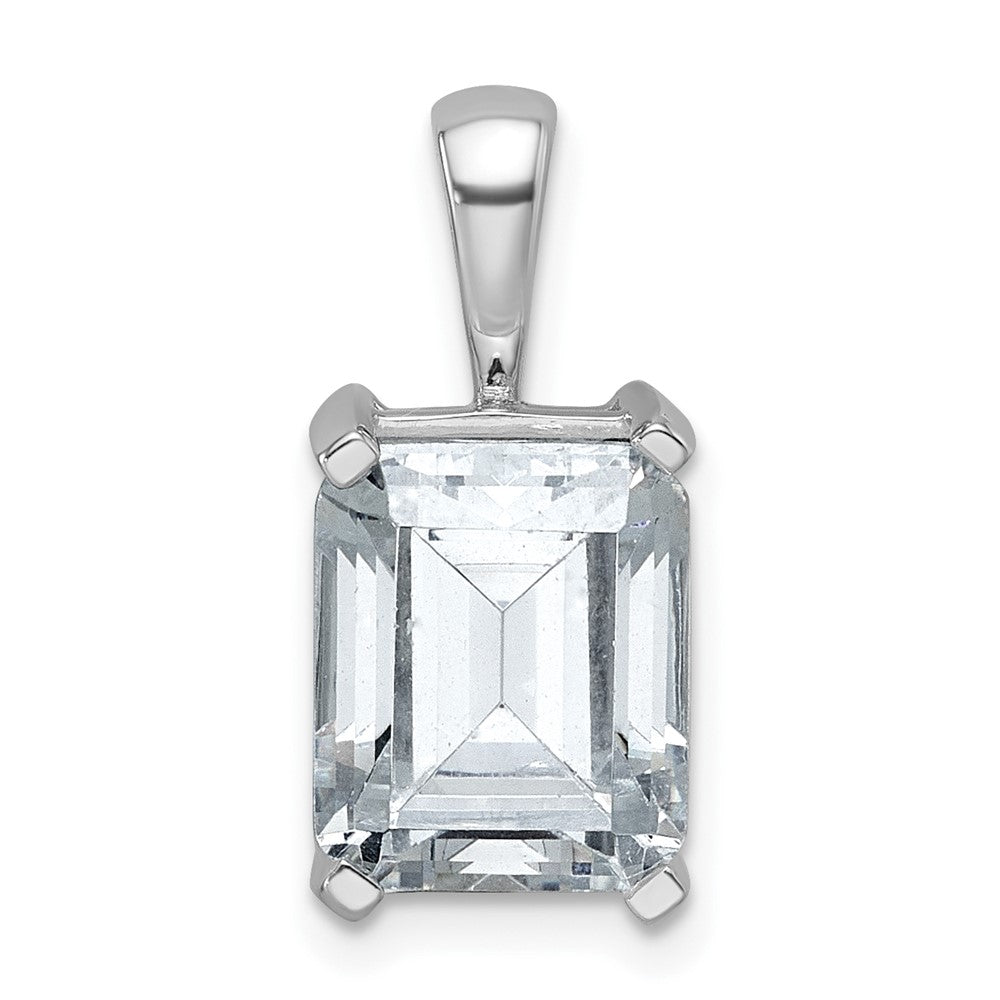 14k White Gold 4 Ct. Lab Grown Diamond VS/SI+ G+ Emerald Four Prong Pendant