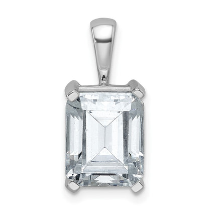14k White Gold 4 Ct. Lab Grown Diamond VS/SI+ G+ Emerald Four Prong Pendant