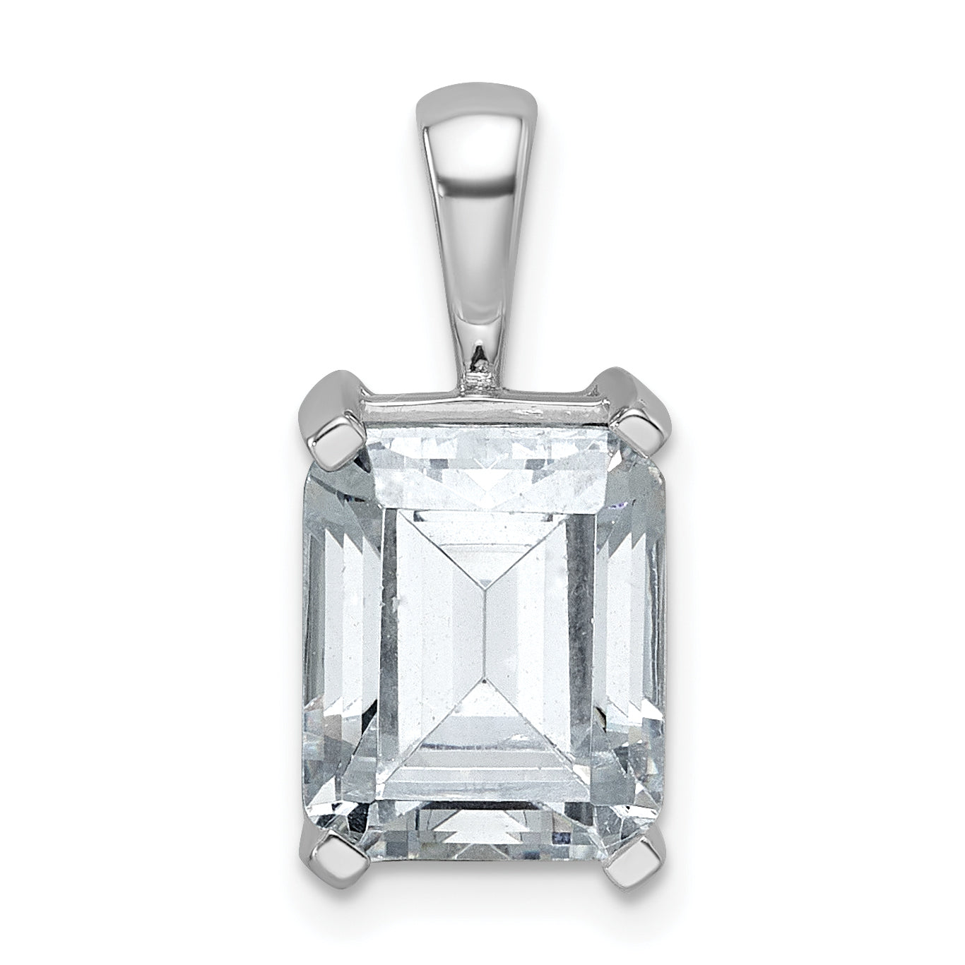 14K White Gold 4 Carat Certified Lab Grown Diamond Vs+ F+ Emerald Complete Four Prong Pendant