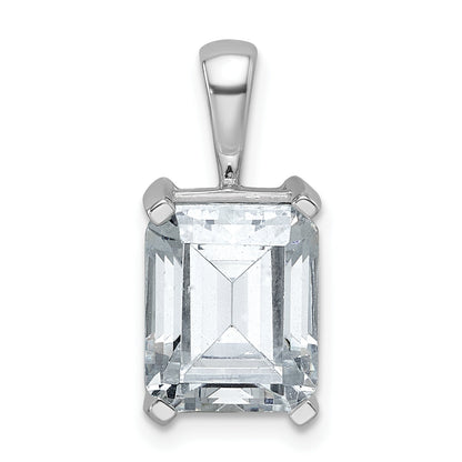 14K White Gold 4 Carat Certified Lab Grown Diamond Vs+ F+ Emerald Complete Four Prong Pendant