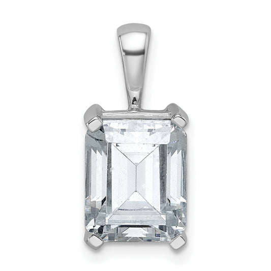 14K White Gold 4 Carat Lab Grown Diamond Vs+ F+ Emerald Complete Four Prong Pendant