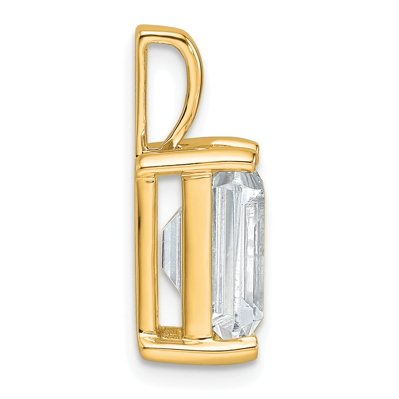 14K Yellow Gold 4 Carat Certified Lab Grown Diamond Vs+ F+ Emerald Complete Four Prong Pendant