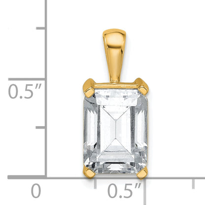 14K Yellow Gold 4 Carat Lab Grown Diamond Vs+ F+ Emerald Complete Four Prong Pendant