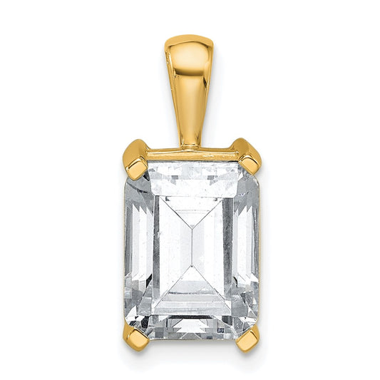 14k Yellow Gold 4 Ct. Certified Lab Grown Diamond VS/SI+ G+ Emerald Four Prong Pendant