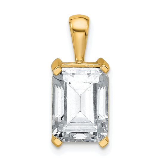 14K Yellow Gold 4 Carat Certified Lab Grown Diamond Vs+ F+ Emerald Complete Four Prong Pendant