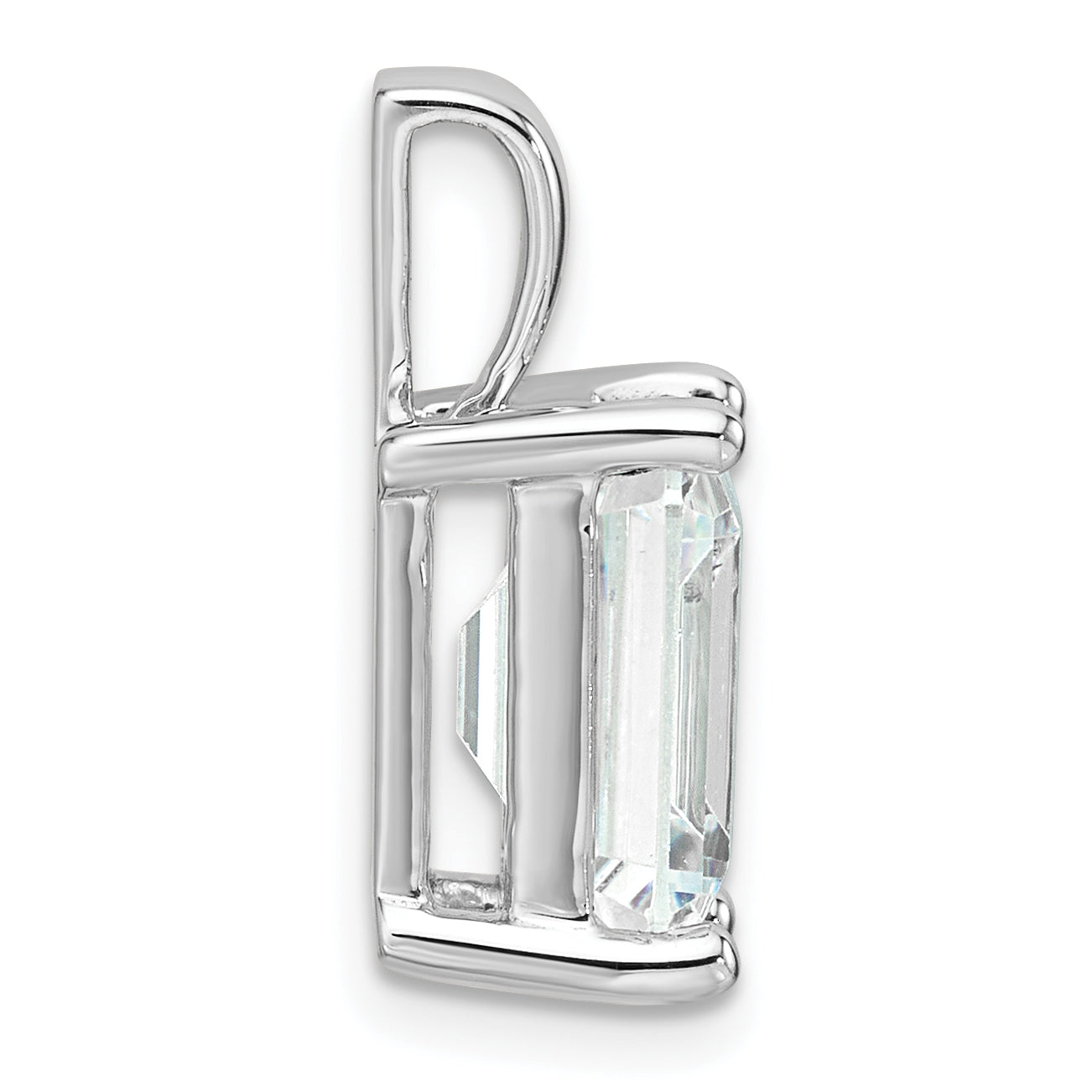 14K White Gold 5 Carat Certified Lab Grown Diamond Vs+ F+ Emerald Complete Four Prong Pendant