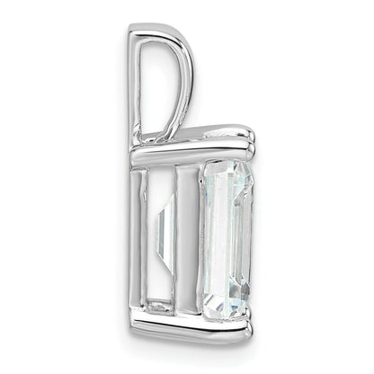 14K White Gold 5 Carat Certified Lab Grown Diamond Vs+ F+ Emerald Complete Four Prong Pendant