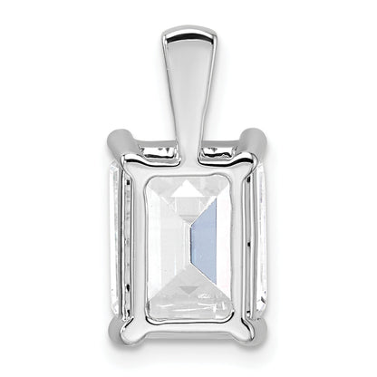 14K White Gold 5 Carat Certified Lab Grown Diamond Vs+ F+ Emerald Complete Four Prong Pendant