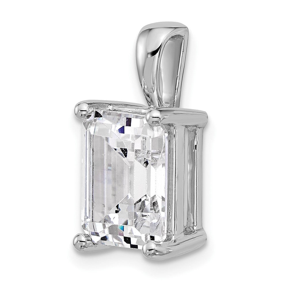 14k White Gold 5 Ct. Certified Lab Grown Diamond VS/SI+ G+ Emerald Four Prong Pendant