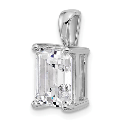 14k White Gold 5 Ct. Lab Grown Diamond VS/SI+ G+ Emerald Four Prong Pendant