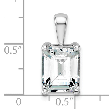 14K White Gold 5 Carat Lab Grown Diamond Vs+ F+ Emerald Complete Four Prong Pendant