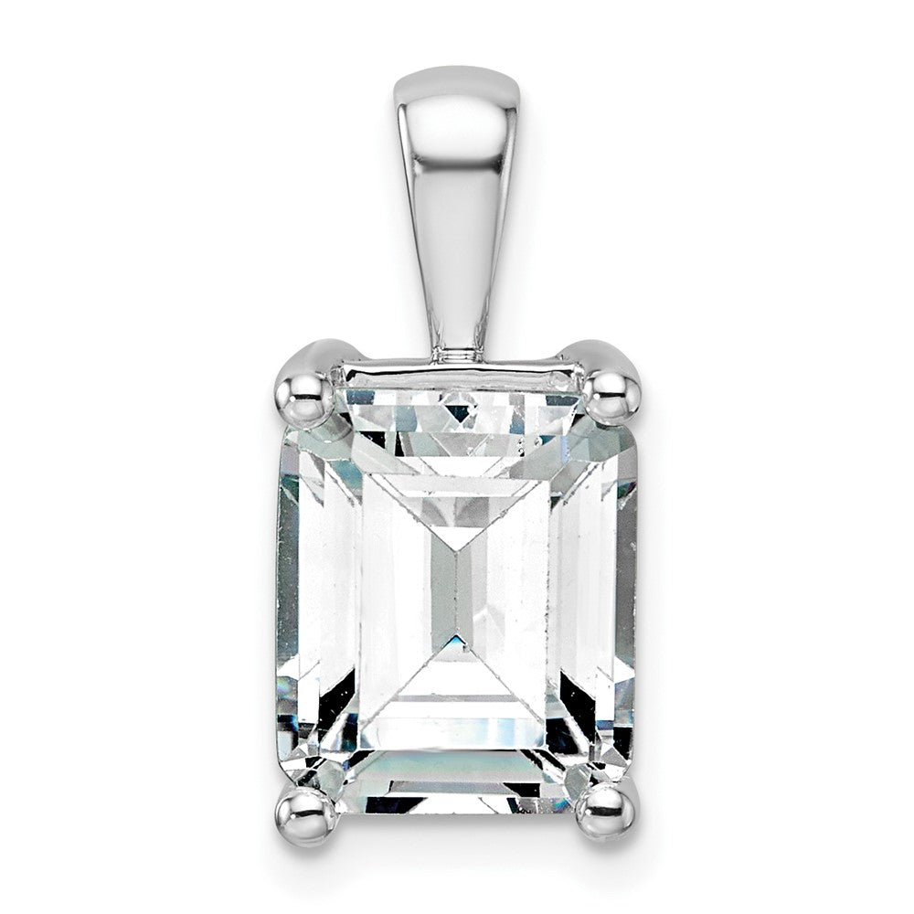 14k White Gold 5 Ct. Certified Lab Grown Diamond VS/SI+ G+ Emerald Four Prong Pendant