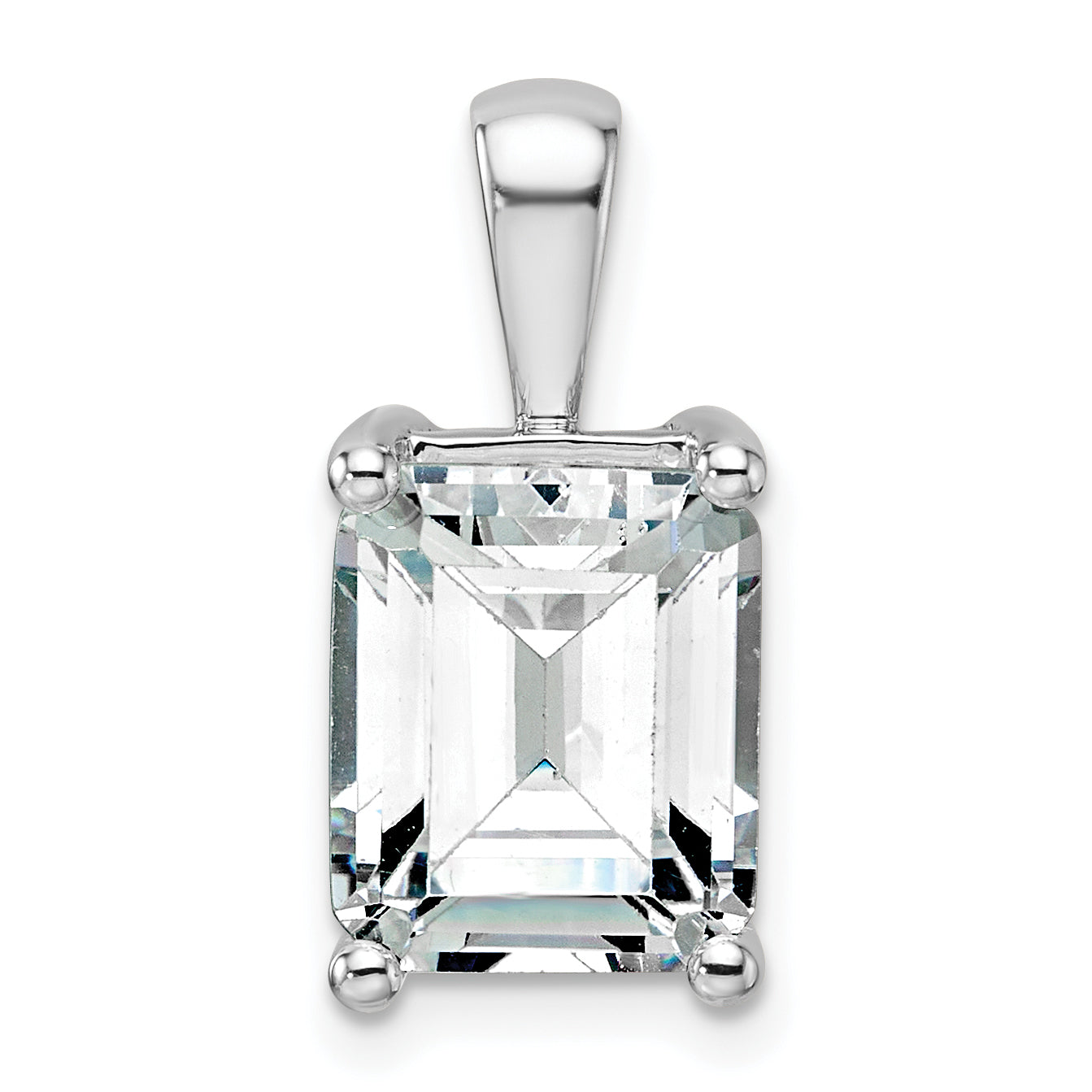 14K White Gold 5 Carat Certified Lab Grown Diamond Vs+ F+ Emerald Complete Four Prong Pendant