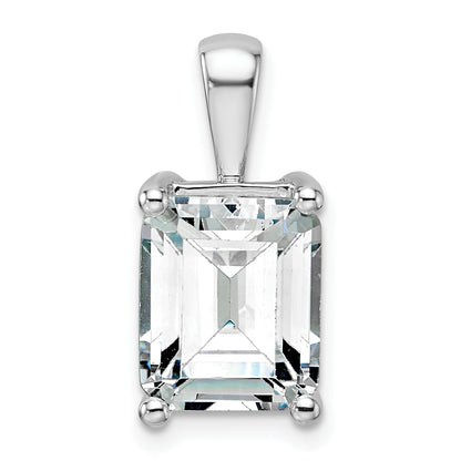 14K White Gold 5 Carat Certified Lab Grown Diamond Vs+ F+ Emerald Complete Four Prong Pendant