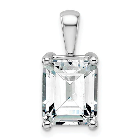 14K White Gold 5 Carat Certified Lab Grown Diamond Vs+ F+ Emerald Complete Four Prong Pendant