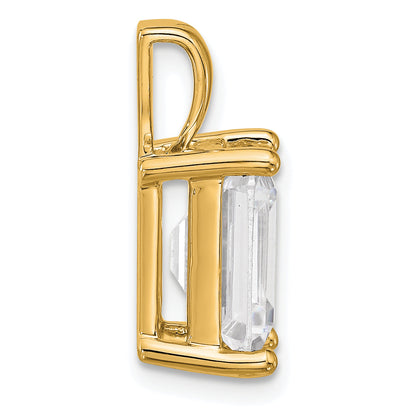 14K Yellow Gold 5 Carat Certified Lab Grown Diamond Vs+ F+ Emerald Complete Four Prong Pendant