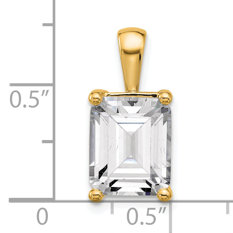 14K Yellow Gold 5 Carat Lab Grown Diamond Vs+ F+ Emerald Complete Four Prong Pendant