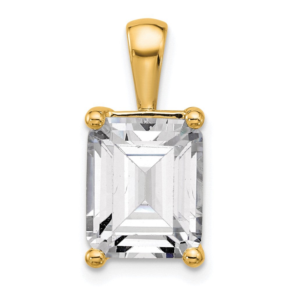 14k Yellow Gold 5 Ct. Certified Lab Grown Diamond VS/SI+ G+ Emerald Four Prong Pendant