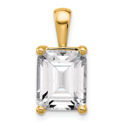 14K Yellow Gold 5 Carat Lab Grown Diamond Vs+ F+ Emerald Complete Four Prong Pendant