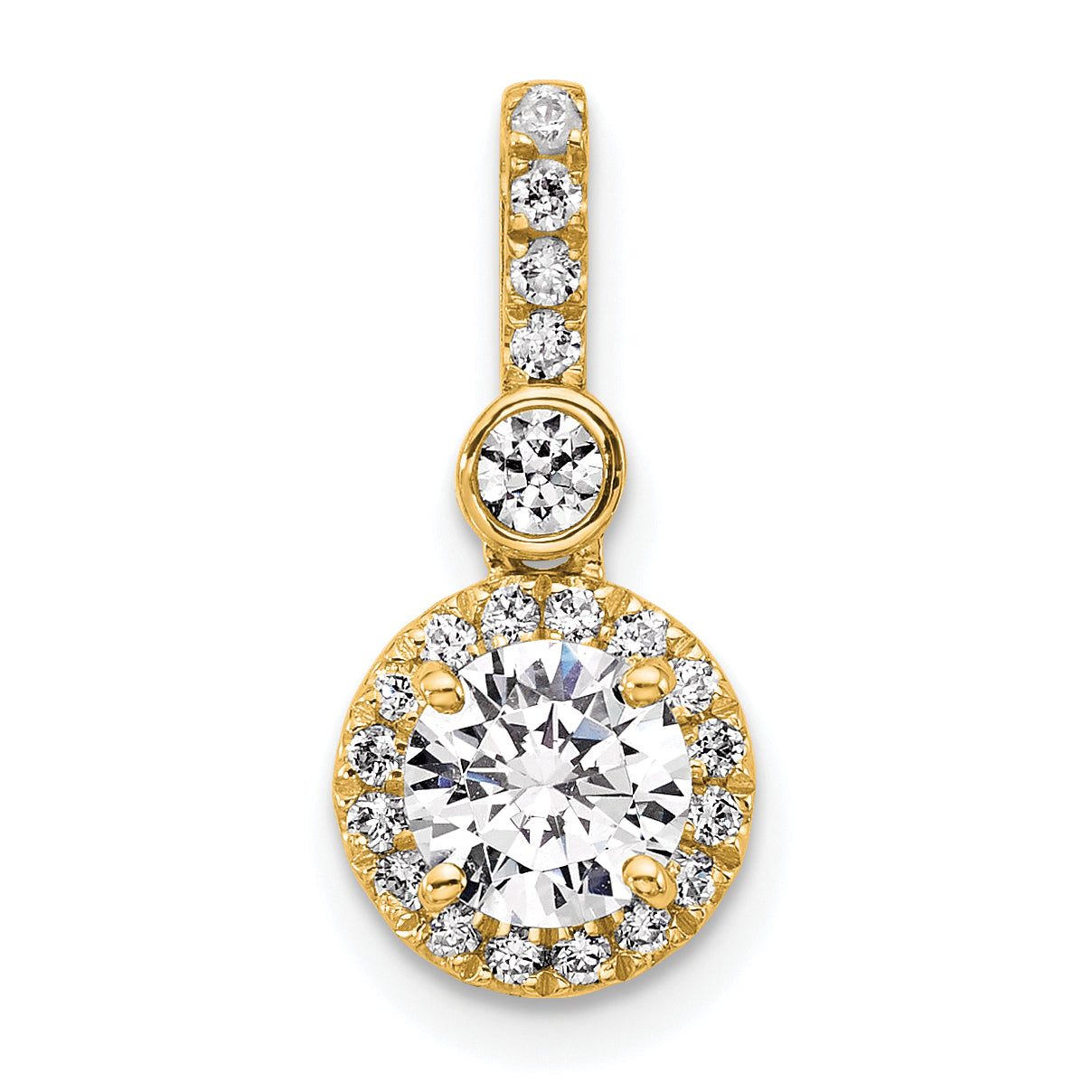 14k Yellow Gold 14ky Certified Lab Grown Diamond 0.75ctw Round VS DEF Pendant