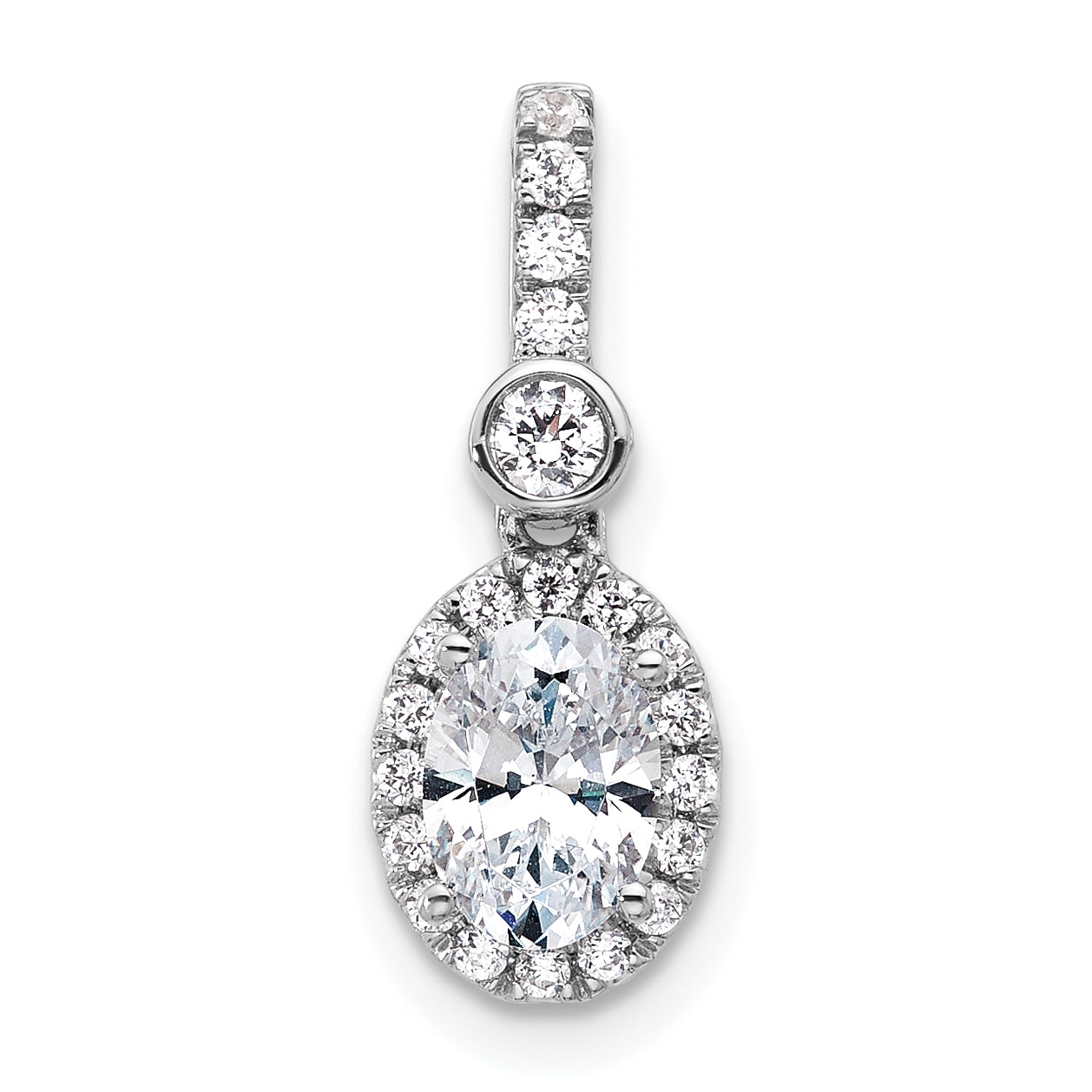 14k White Gold 14kw Lab Grown Diamond 0.75ctw Oval VS+ F+ Pendant