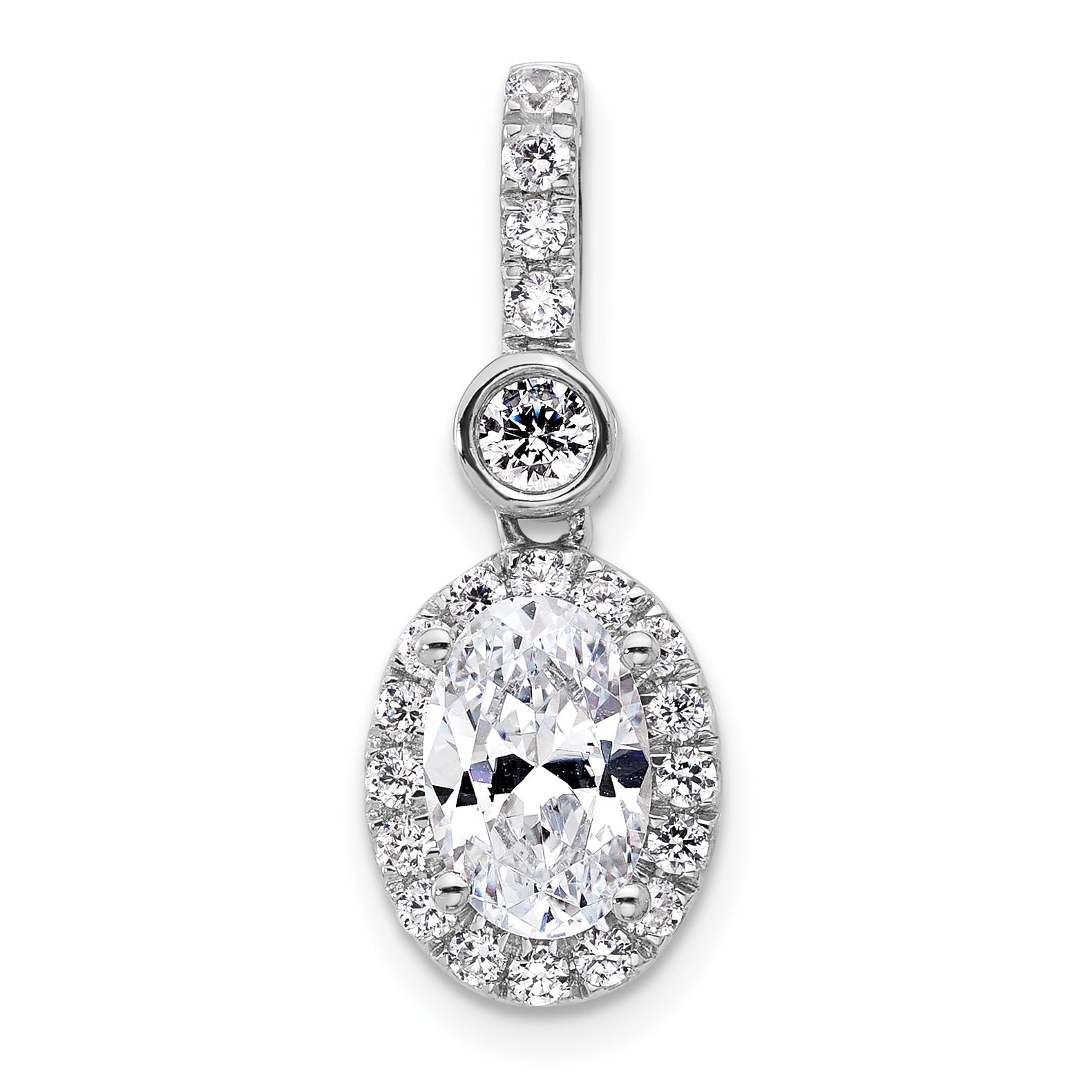 14k White Gold 14kw Lab Grown Diamond 1.5ctw Oval VS+ F+ Pendant